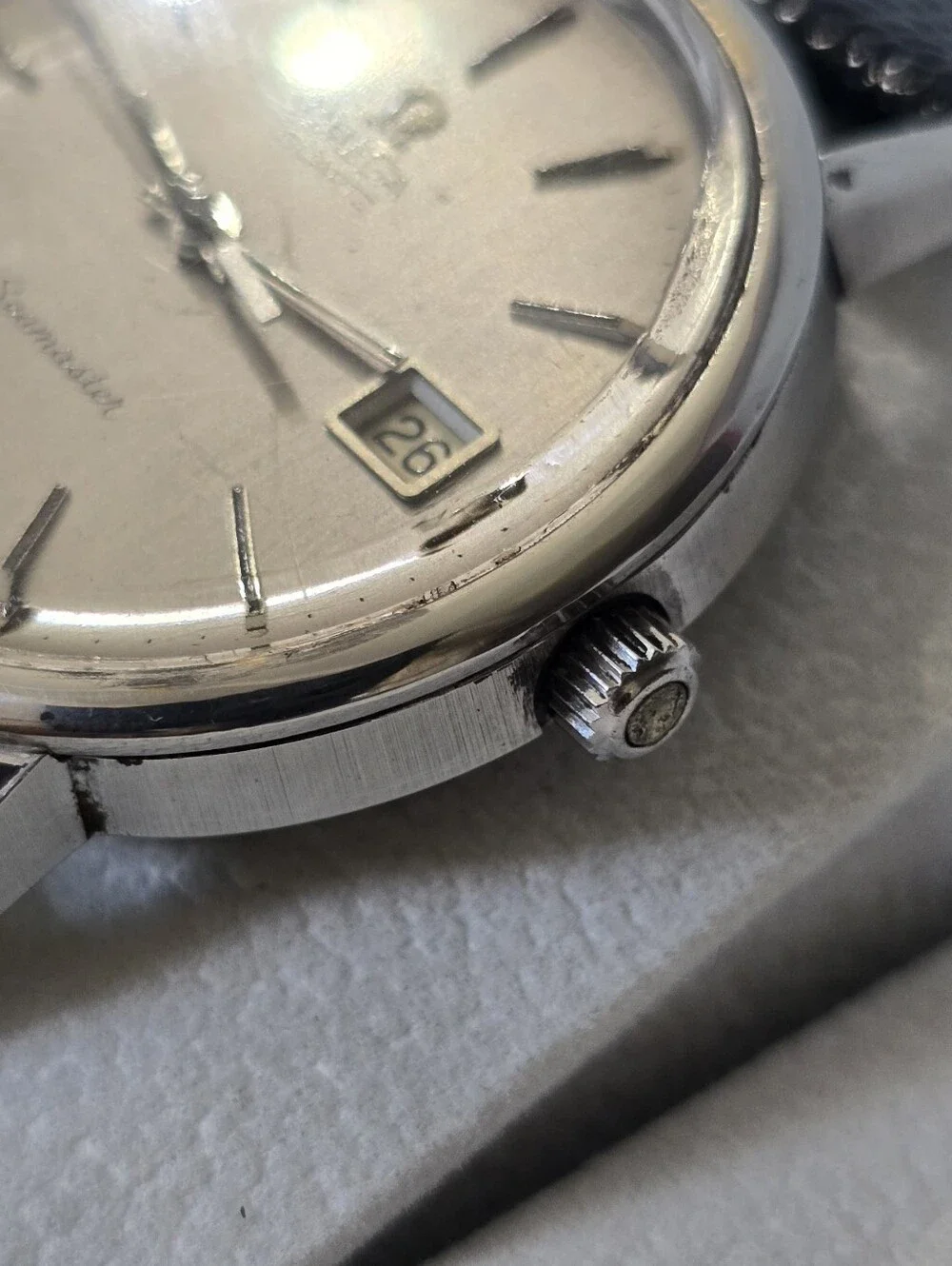 Omega Seamaster Silver Dial Watch with Black Strap